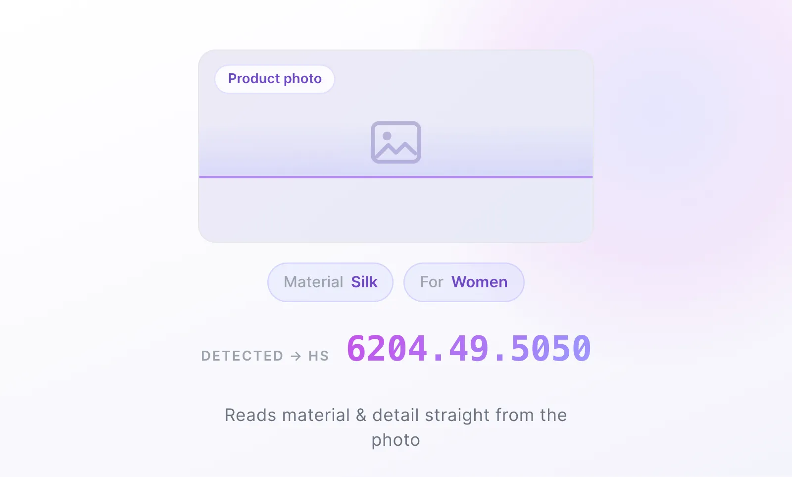 Reads material and detail straight from the photo